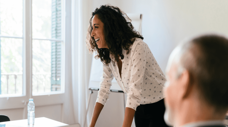 Happy woman in a meeting