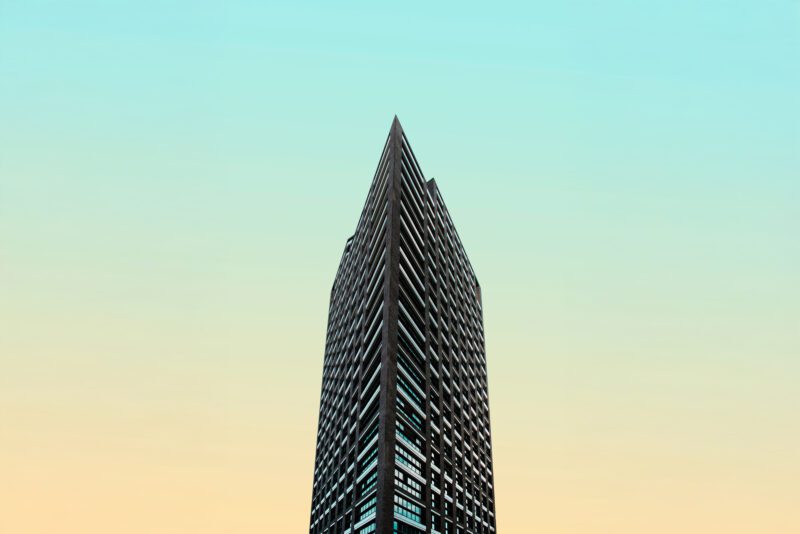 Building against green background